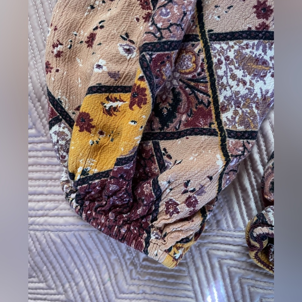 American Eagle Patchwork Peasant Top M - image 5